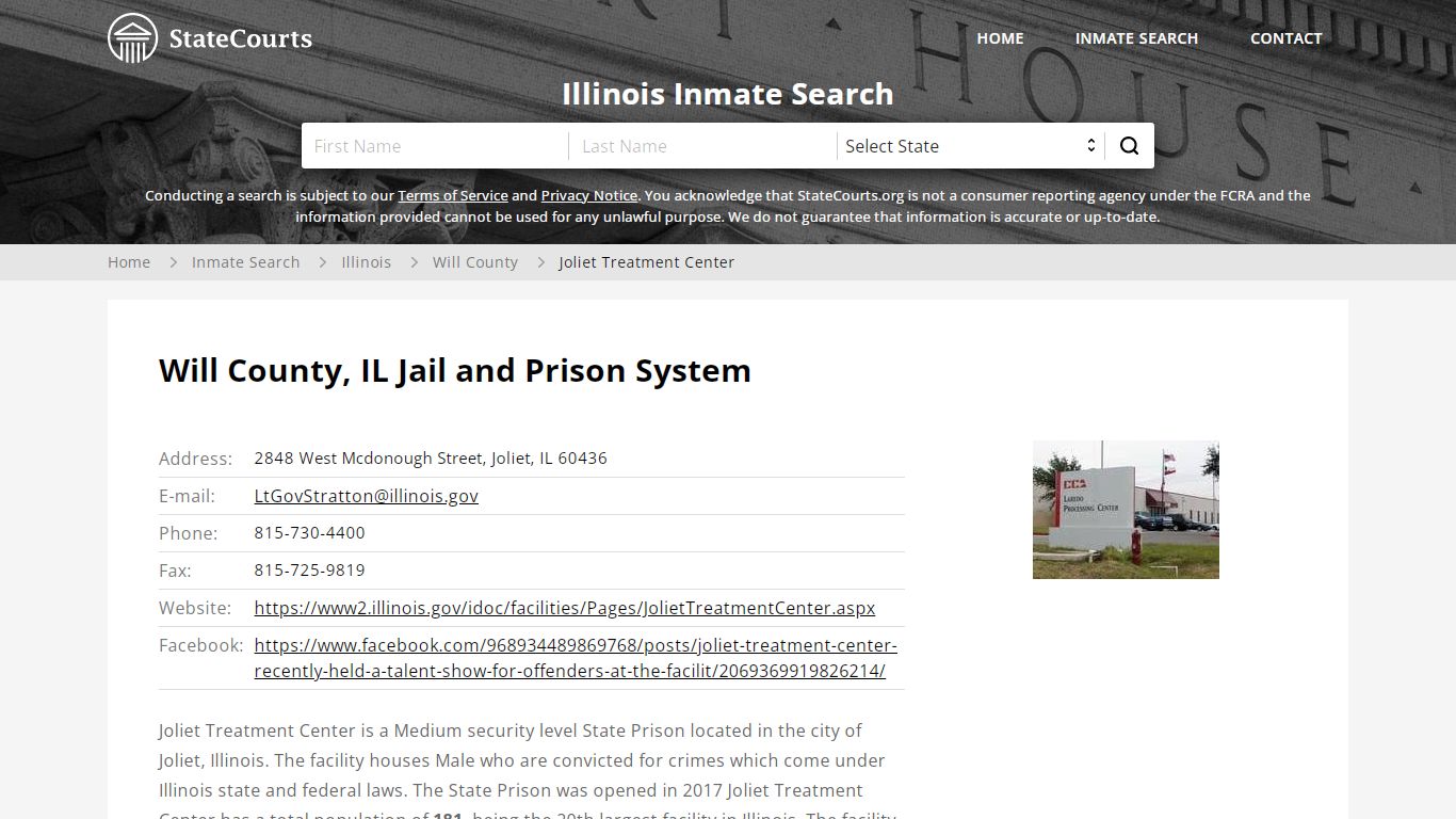 Joliet Treatment Center Inmate Records Search, Illinois ...